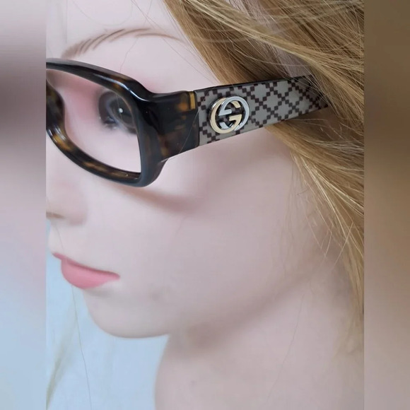 Gucci Eye Glasses Frames Havana Monogram Rectangle Logo Italy GG 3184 53-14-130 - Picture 9 of 14